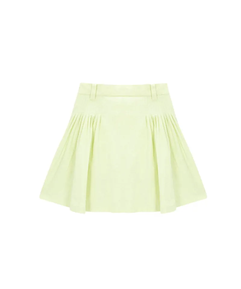 POSHERD PinTuck Volume Skirt - Lemon Green
