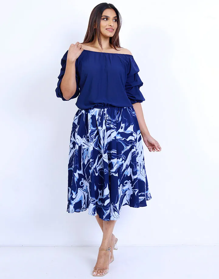 Printed Skirt with Tie Up Detail