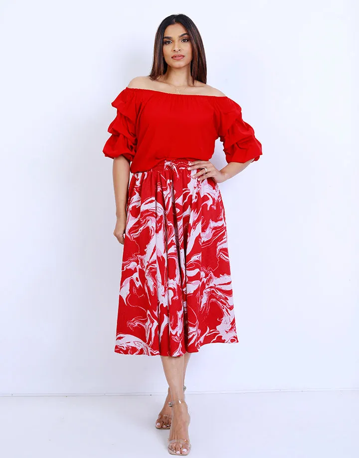 Printed Skirt with Tie Up Detail