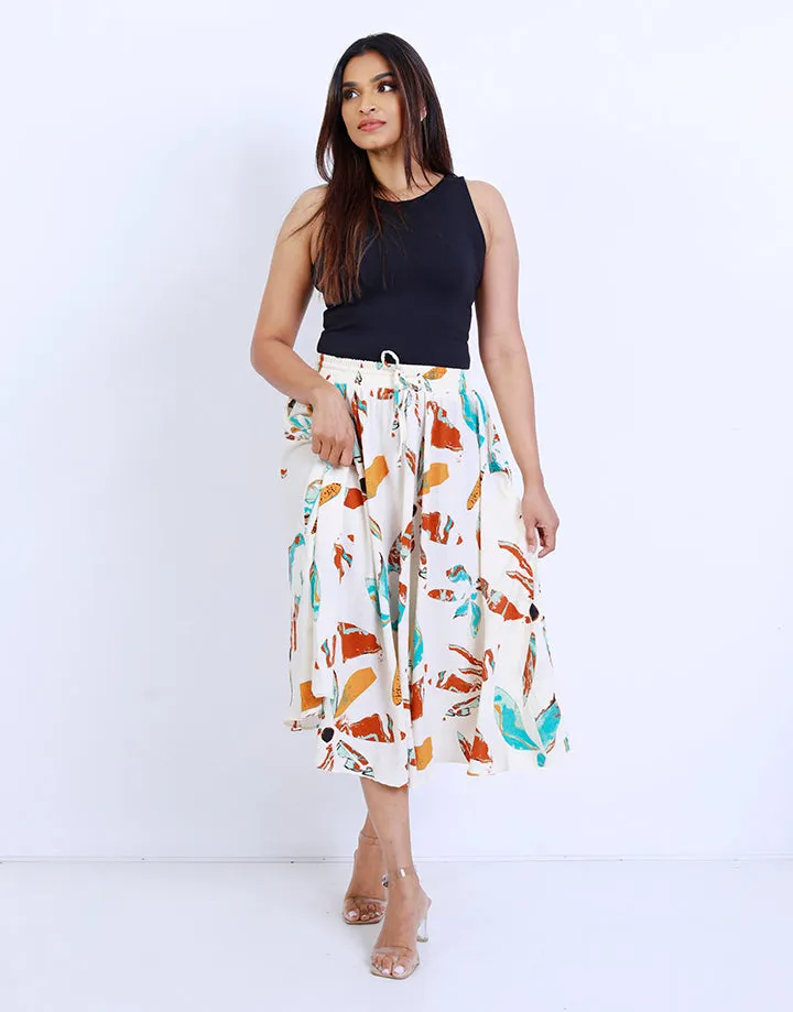 Printed Skirt with Tie Up Detail