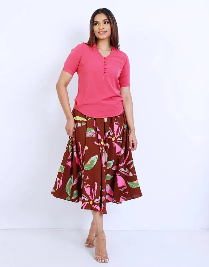 Printed Skirt with Tie Up Detail