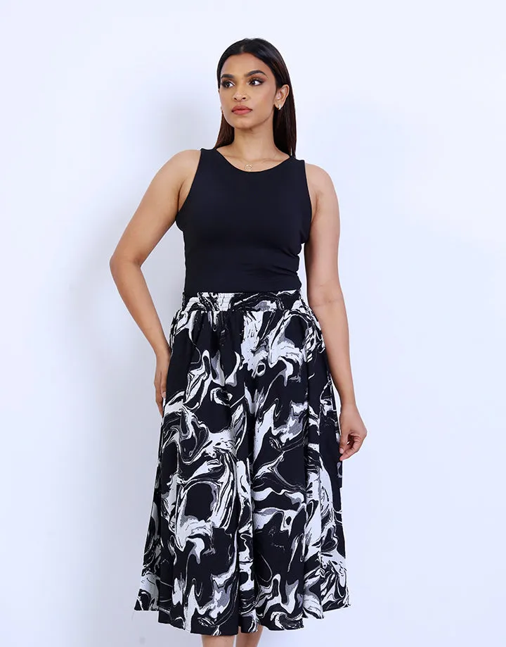 Printed Skirt with Tie Up Detail