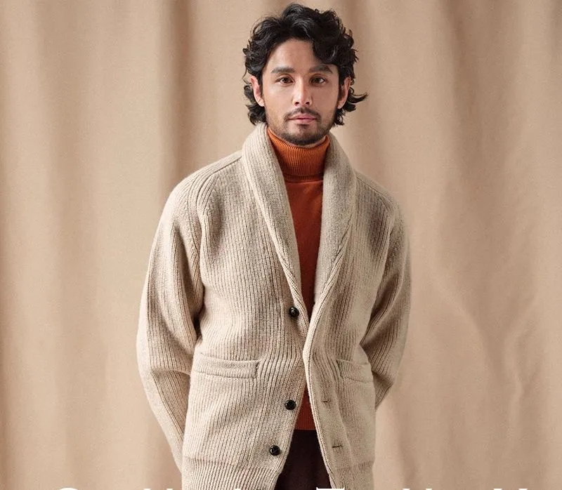 Pure Wool Shawl Collar Cardigan