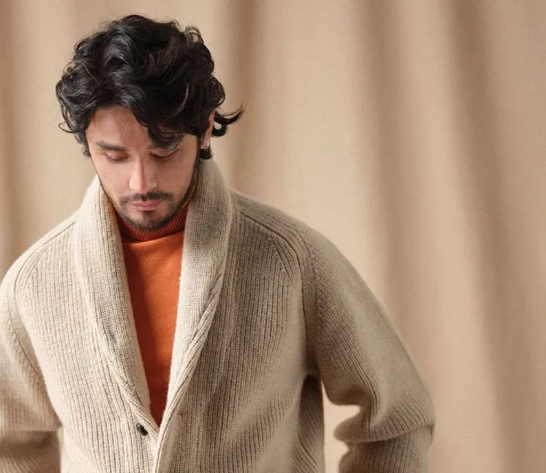 Pure Wool Shawl Collar Cardigan
