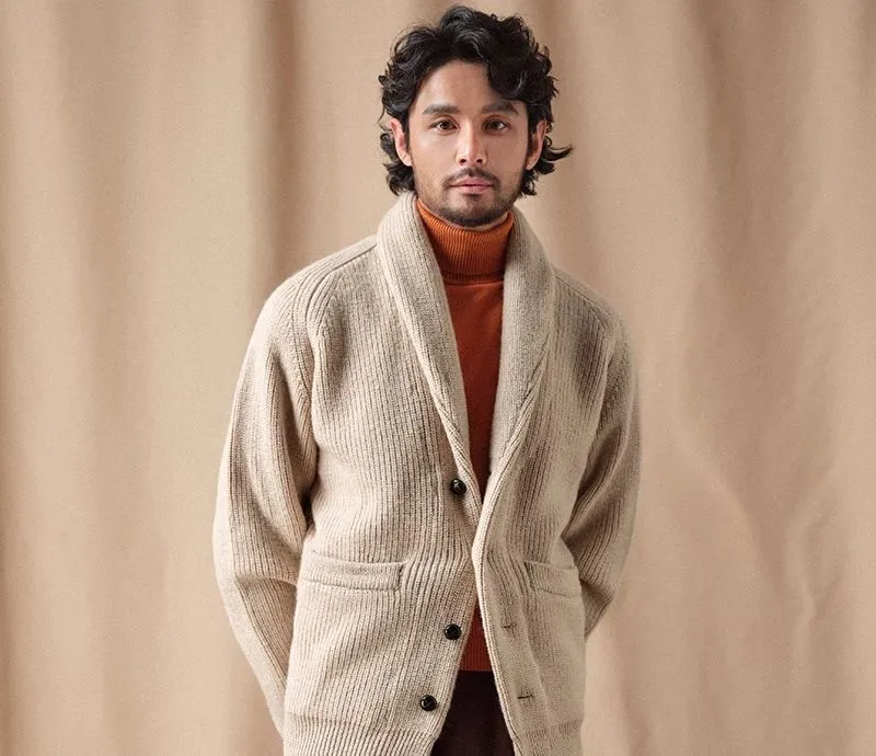 Pure Wool Shawl Collar Cardigan