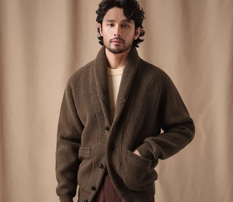Pure Wool Shawl Collar Cardigan
