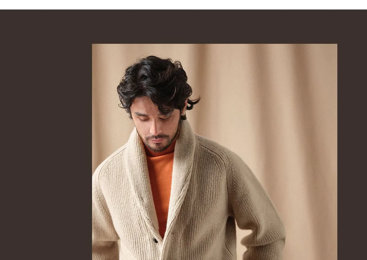 Pure Wool Shawl Collar Cardigan