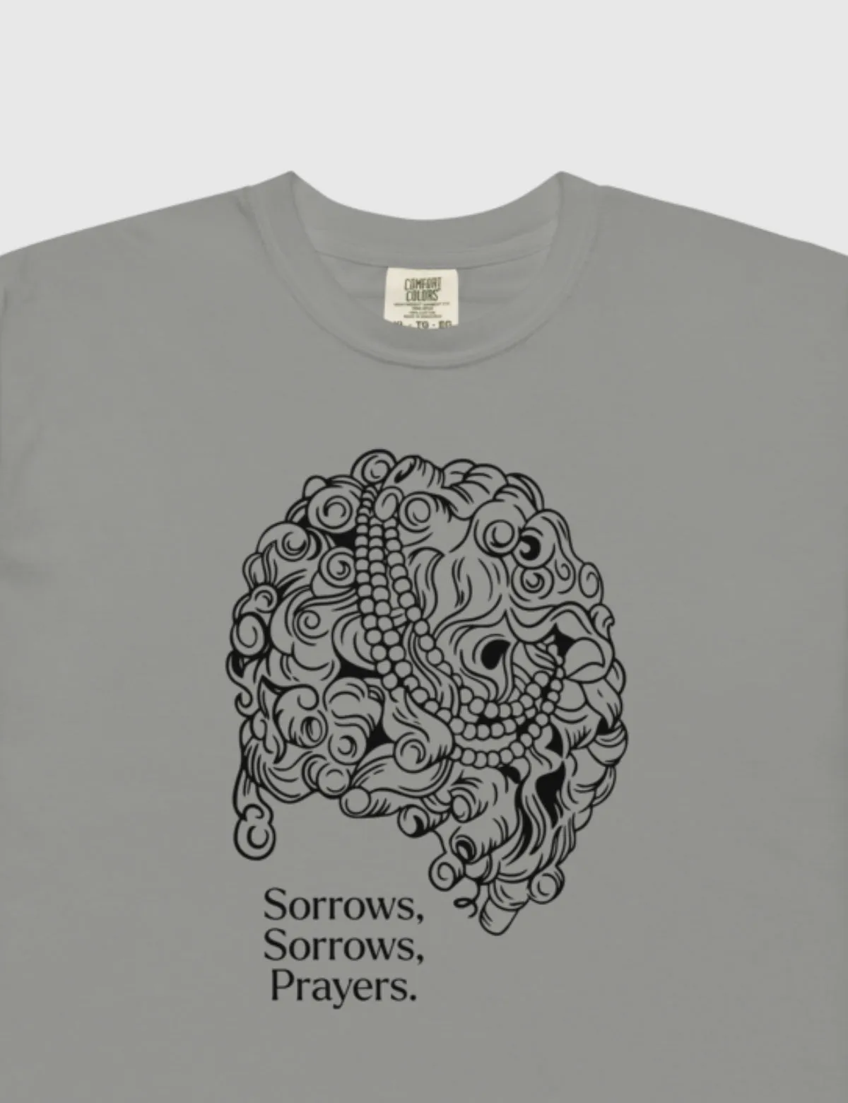 Queen Charlotte 'Sorrows, Sorrows, Prayers' Garment-dyed T-Shirt [Grey]