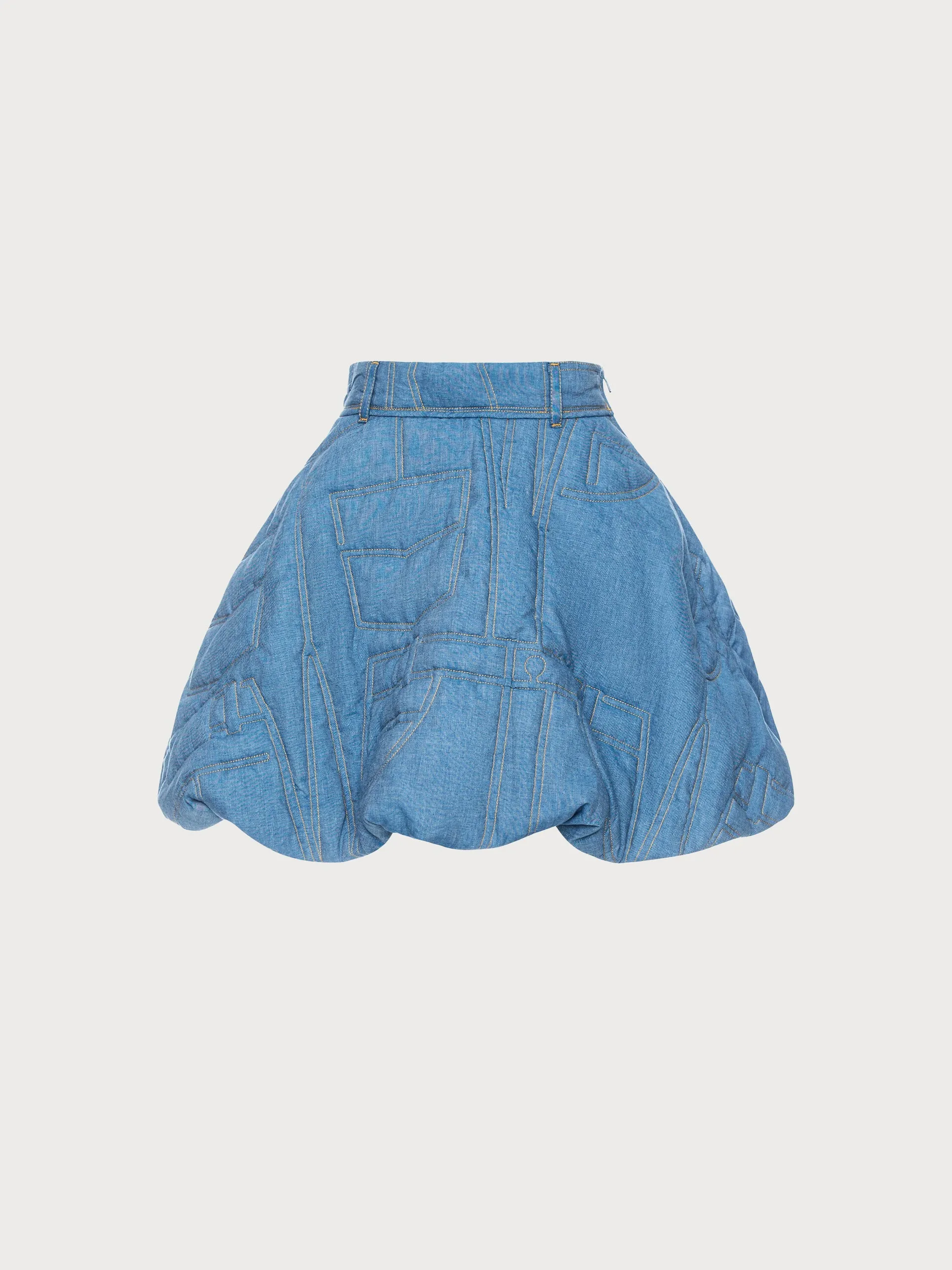 Quilted Denim Mini Skirt