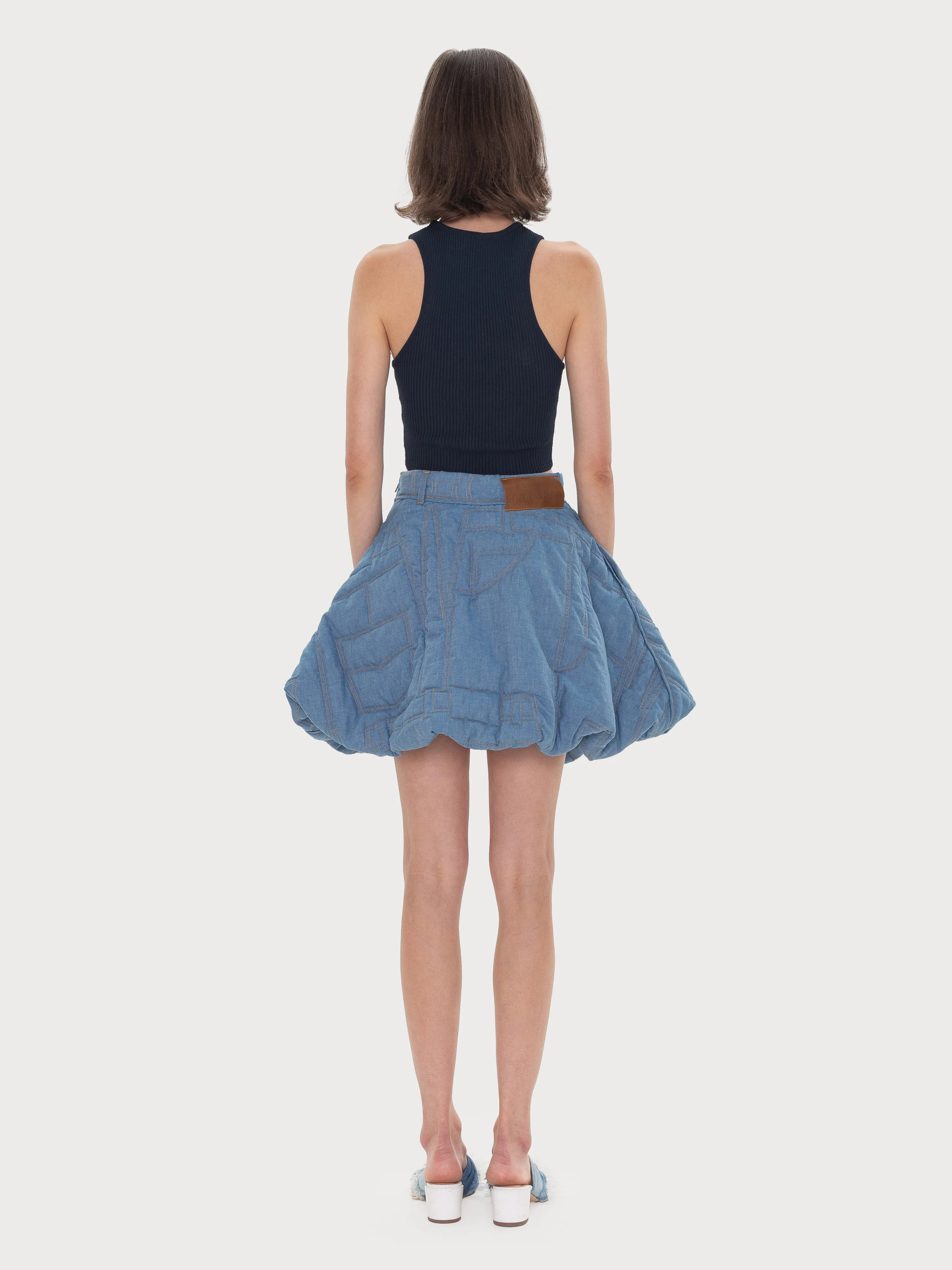 Quilted Denim Mini Skirt