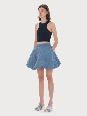 Quilted Denim Mini Skirt