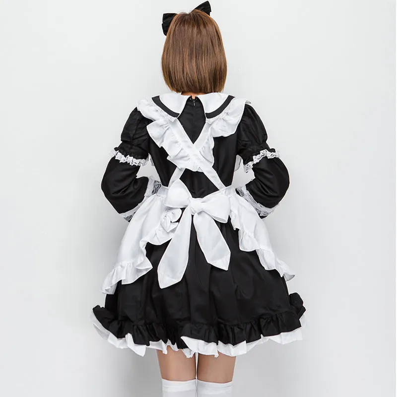 "LOLITA BLACK WHITE BOW LONG SLEEVE MAID" OUTFIT N022409