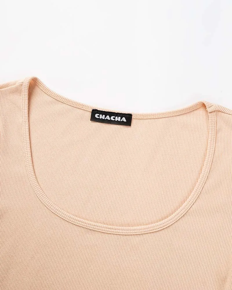 Rayelyn Scoop Neck Mesh Cropped Top