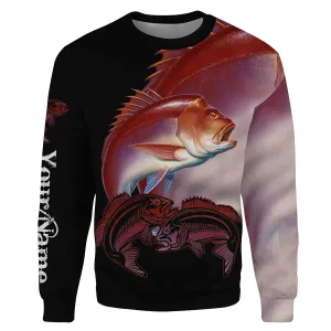 Red snapper Fishing game fish Customize name All-over Print Crew Neck Sweatshirt NPQ490