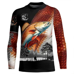 Redfish Red drum fishing scales Custom name fishing shirts jerseys | Kid Long Sleeves NPQ859
