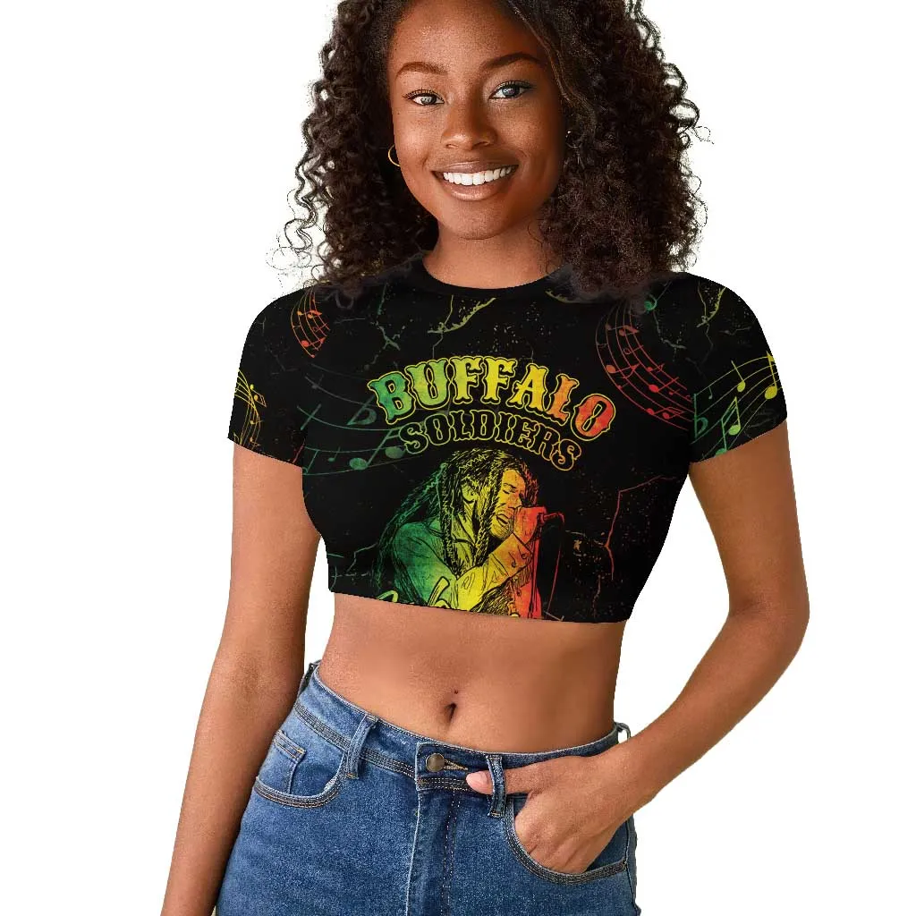 Reggae King Buffalo Soldier Raglan Cropped T shirt Honoring The Legend LT05
