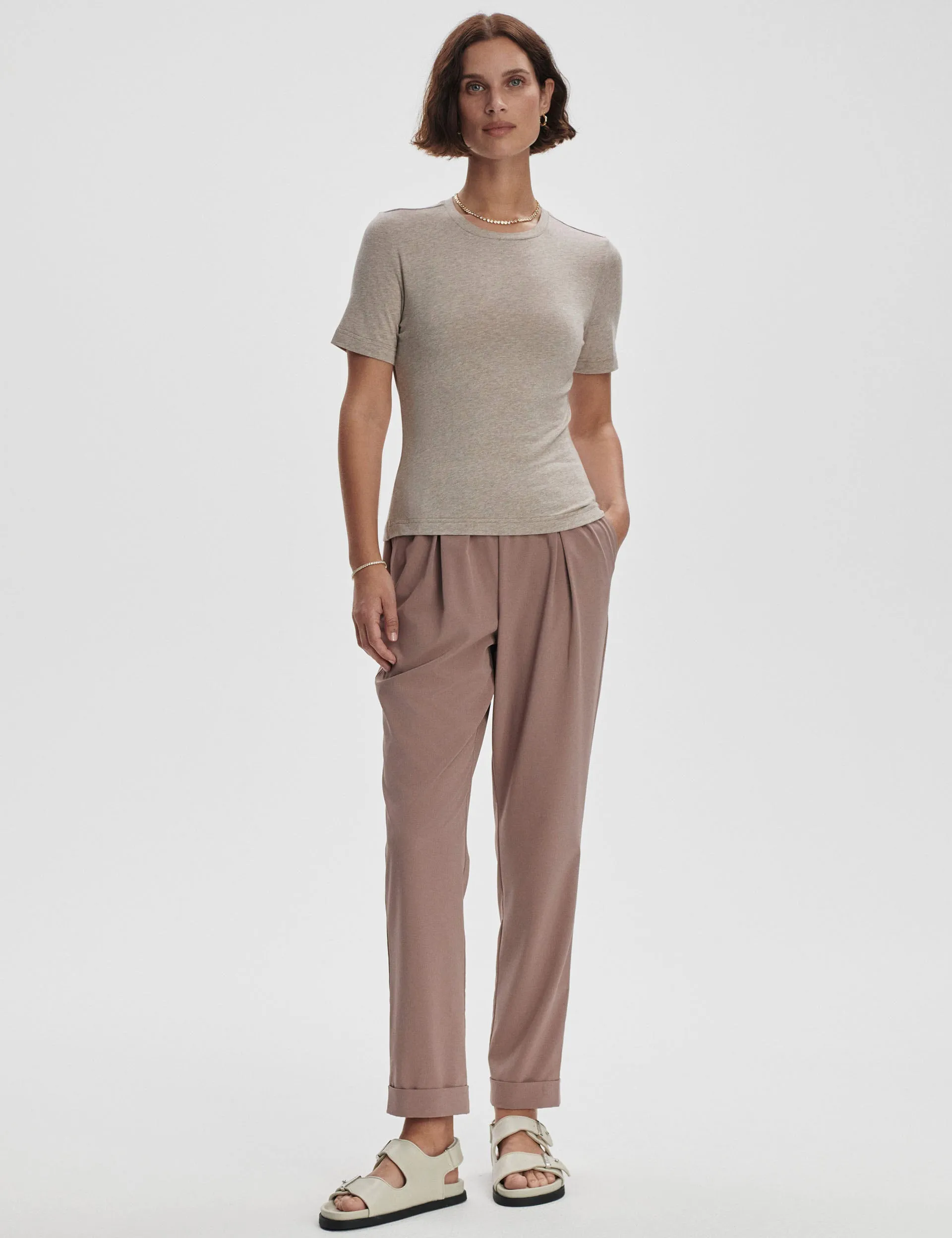 Regina Fitted Tee - Taupe Marl