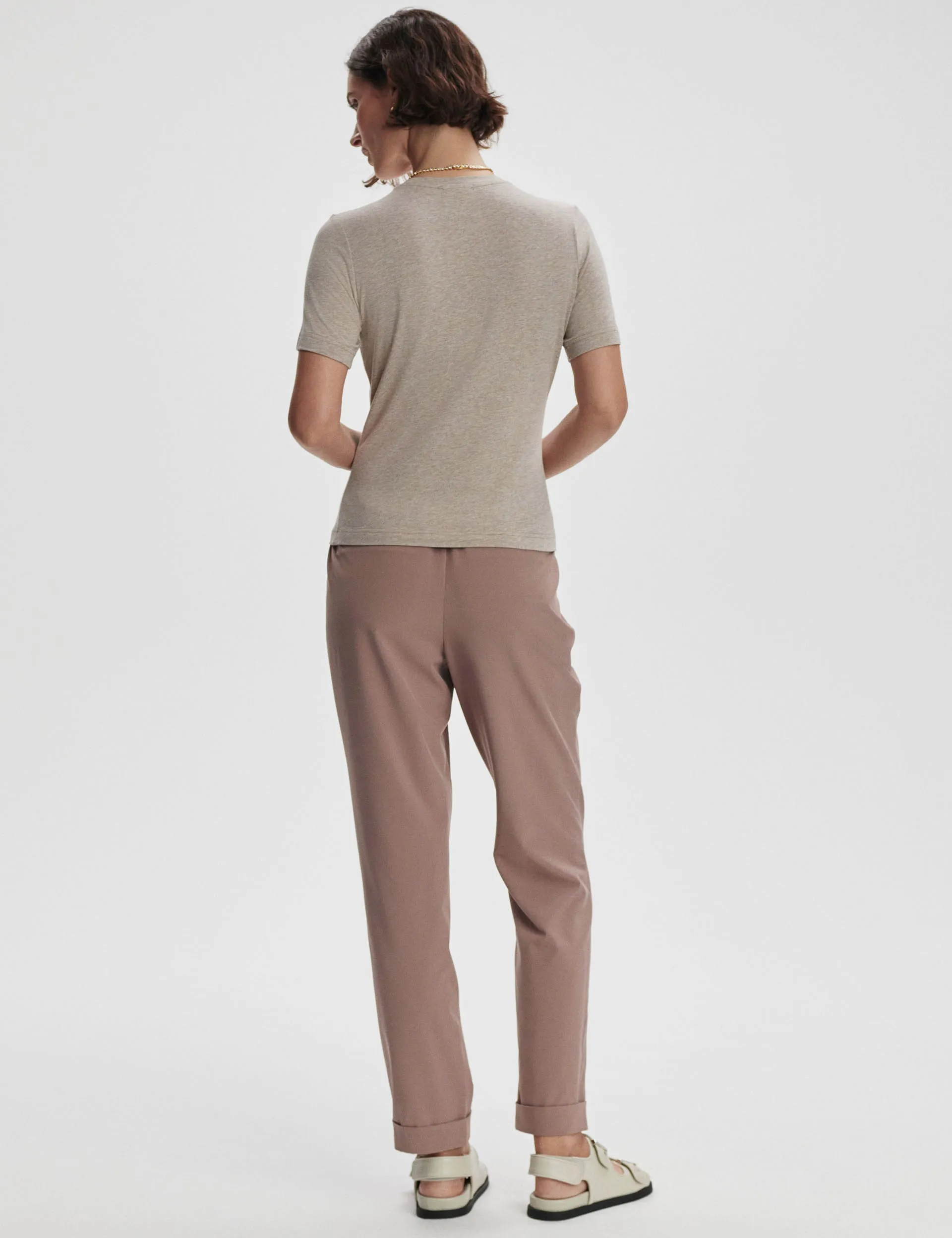 Regina Fitted Tee - Taupe Marl