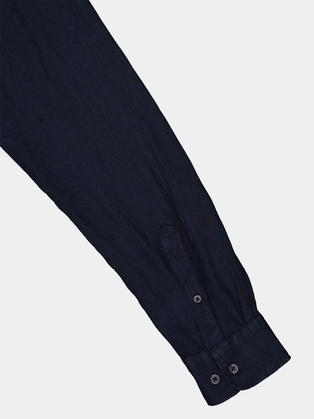 Regular Fit Navy Linen Shirt