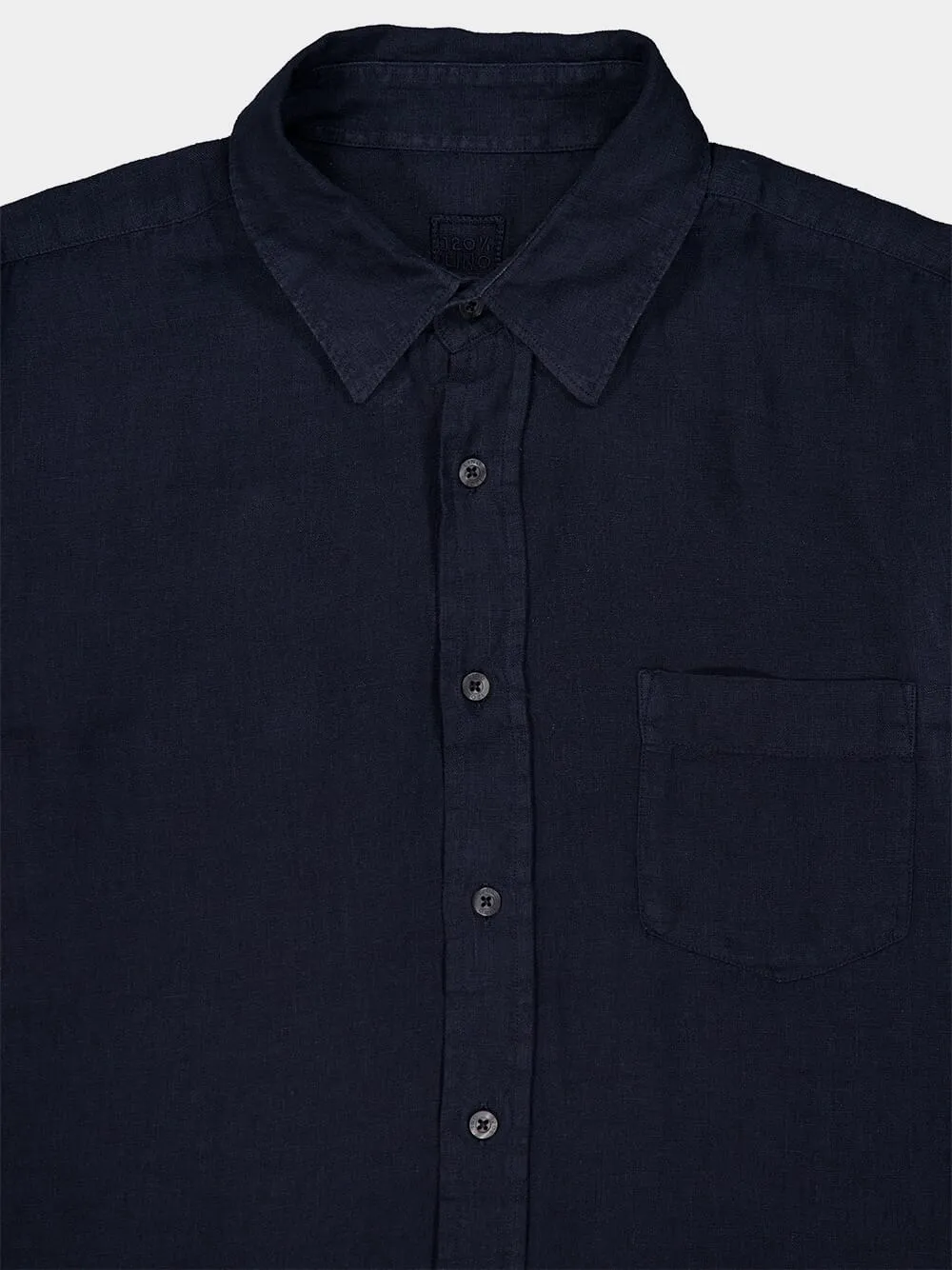 Regular Fit Navy Linen Shirt