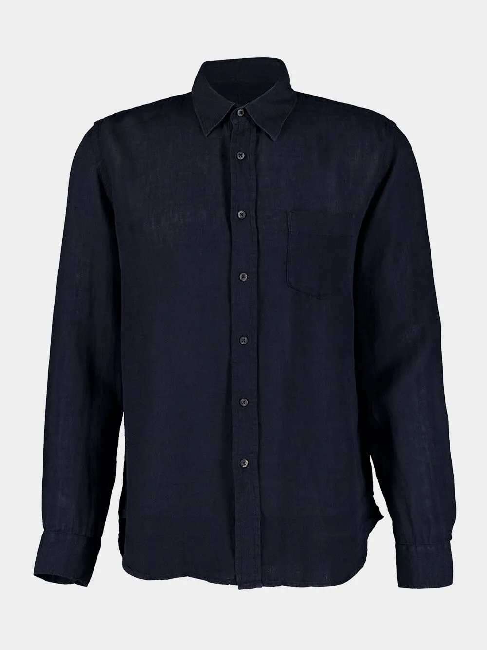 Regular Fit Navy Linen Shirt
