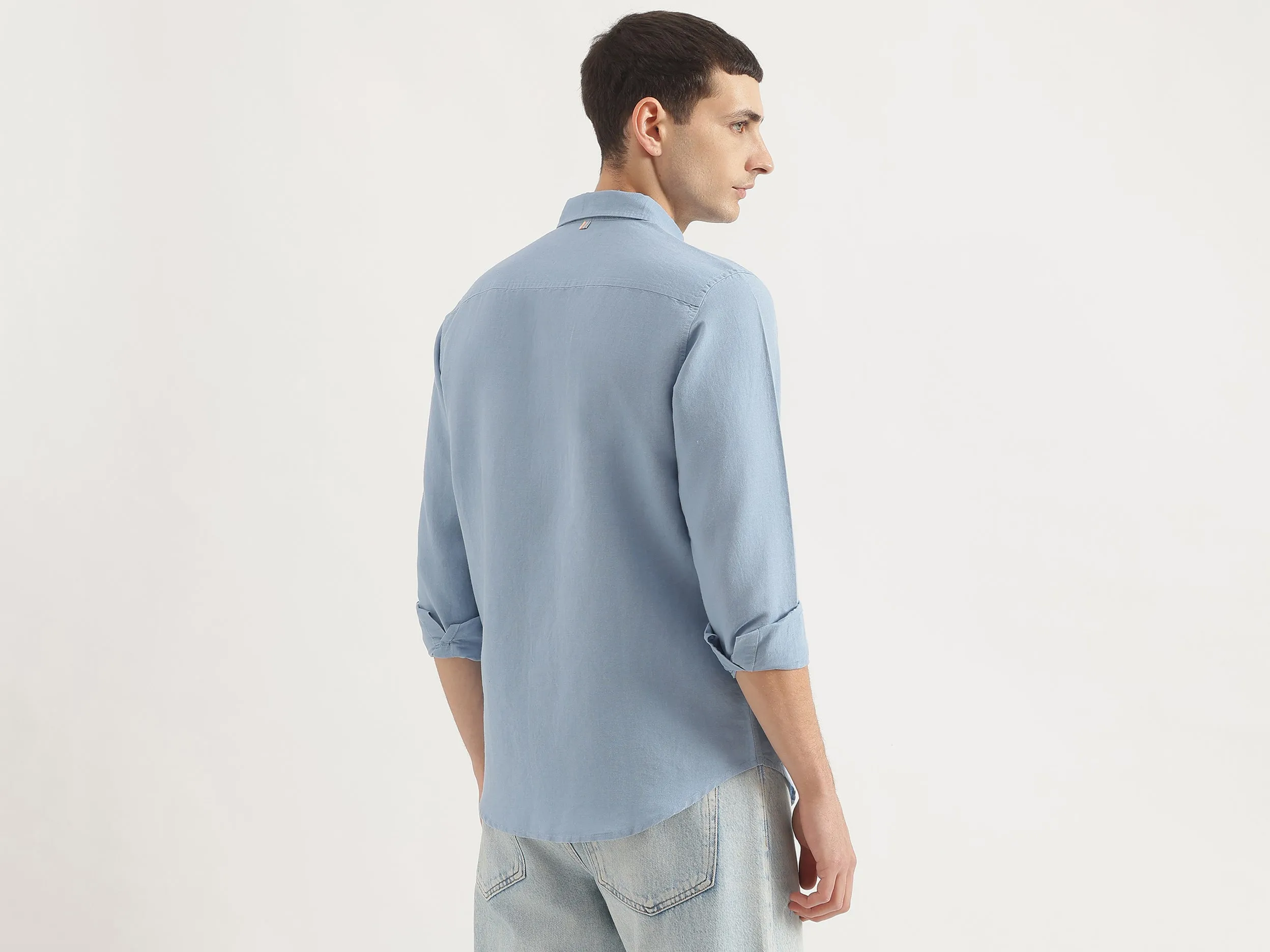 Regular Fit Spread Collar Solid Shirt