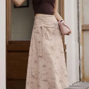 Retro Corduroy Midi Skirt for Women