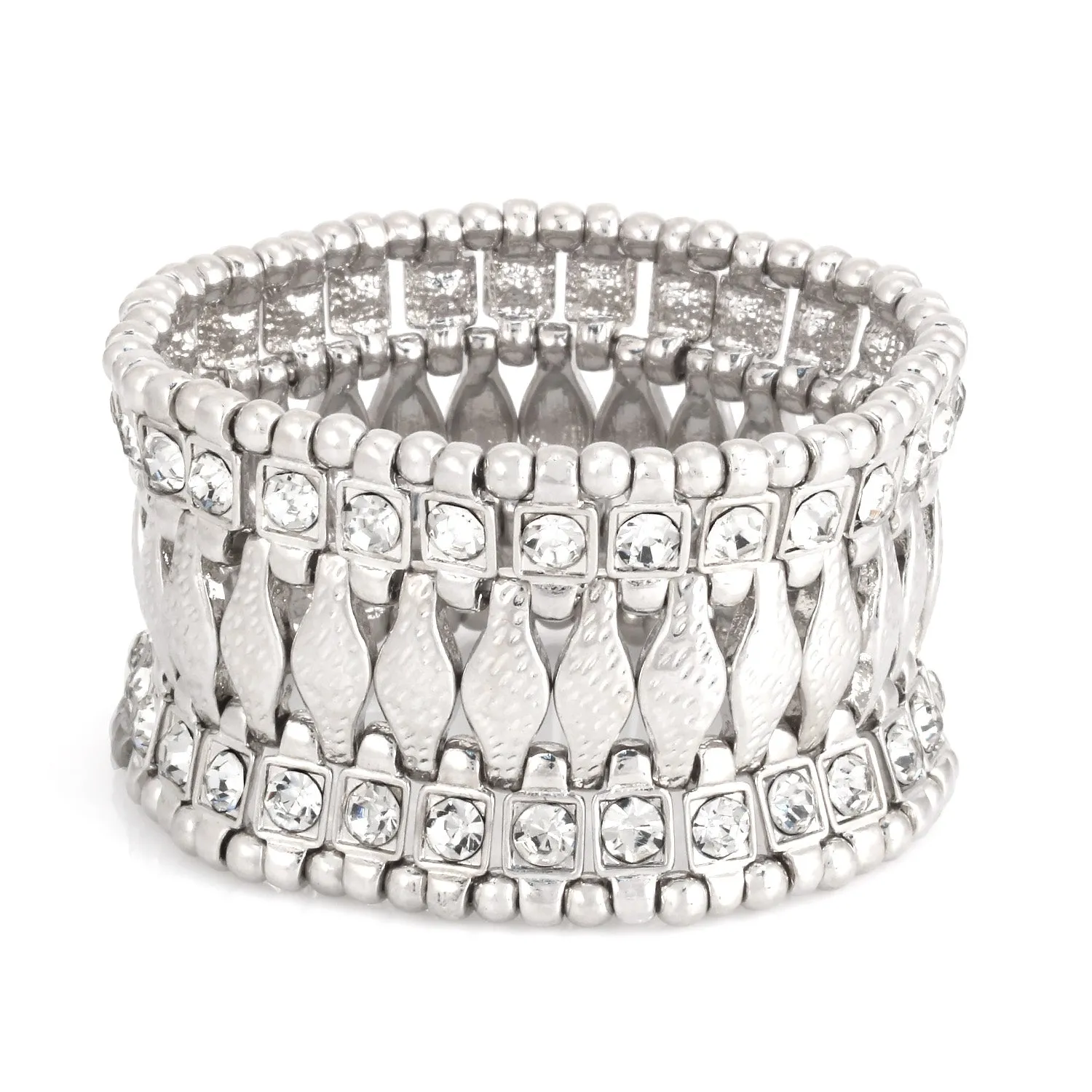 RHODIUM CRYSTAL STRETCH  BRACELETS #FW1203405-RH (BE17)
