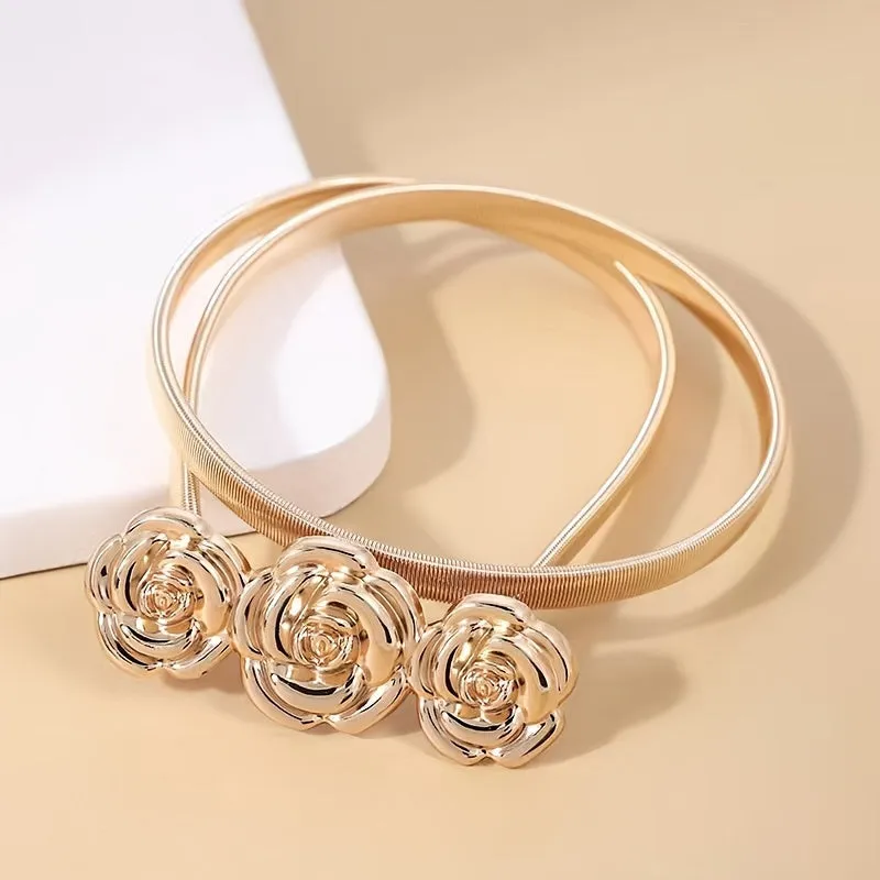 Rose Golden Stretch Belt for Women