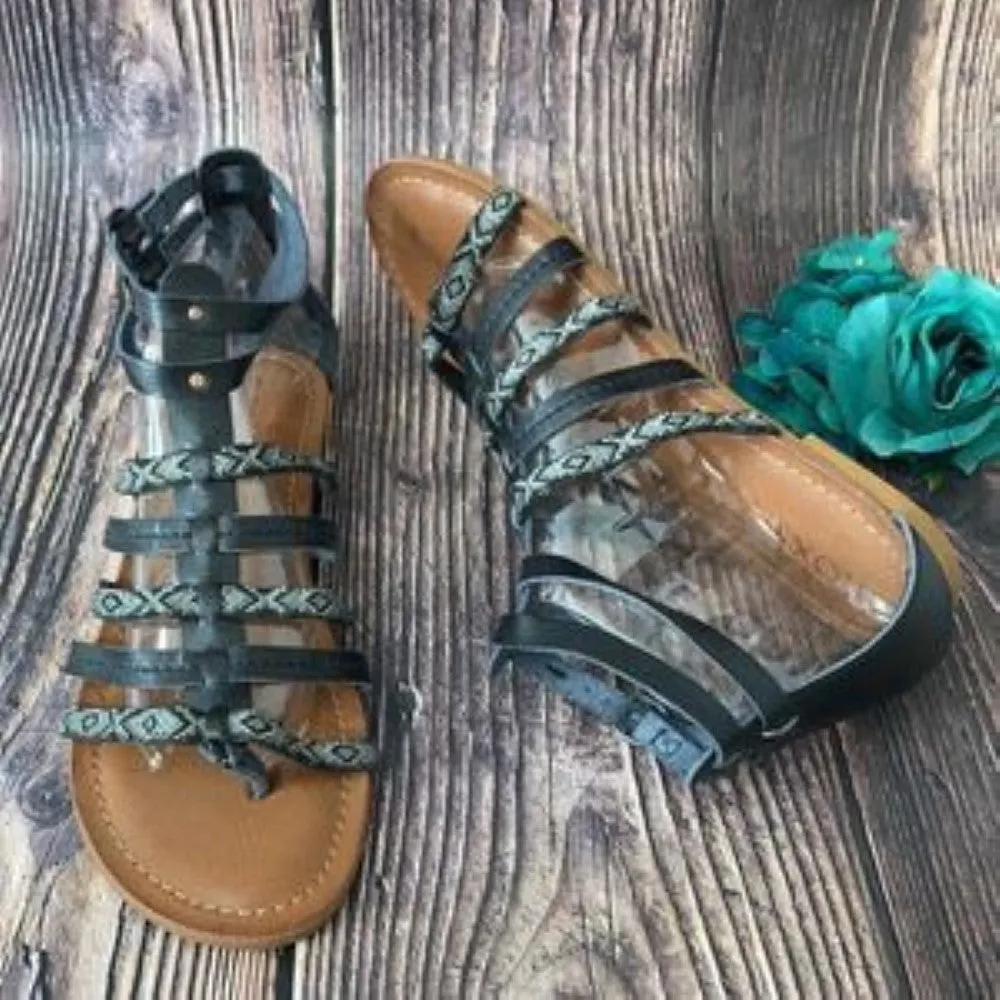 Roxy Black Emilia Gladiator Sandals 10M