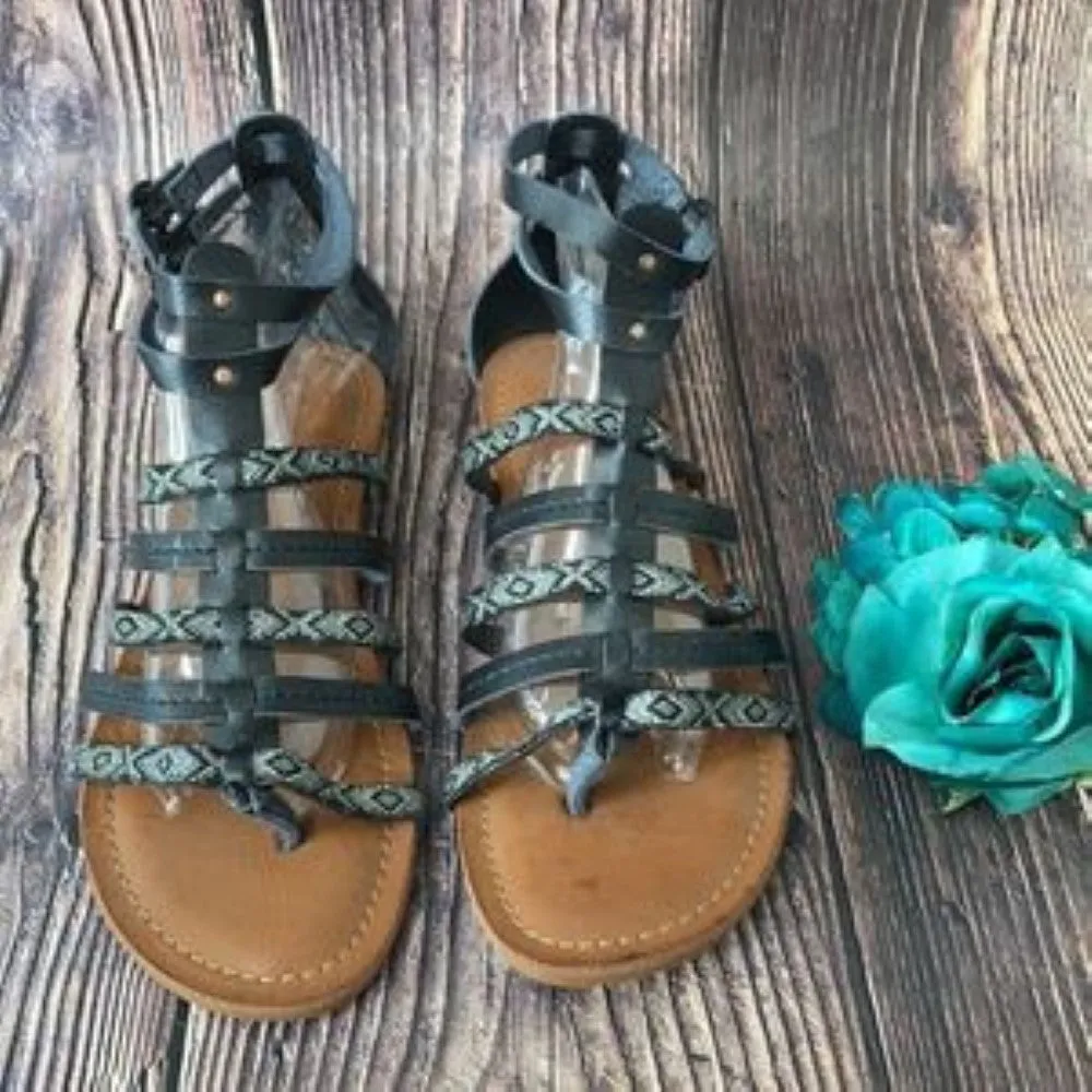 Roxy Black Emilia Gladiator Sandals 10M