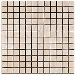 Royal Beige Marble 1 X 1 Polished Mosaic Tile - Lot of 50 Sheets