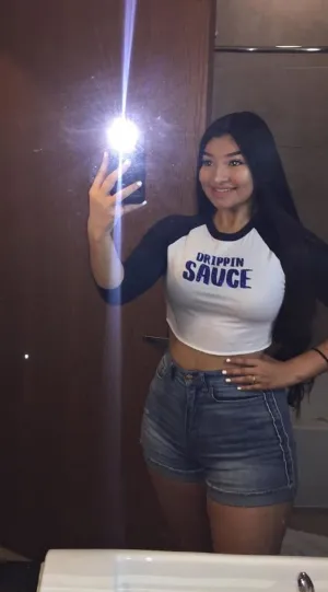 Royal Blue Glitter Drippin Sauce | Cropped White/Black Baseball Tee