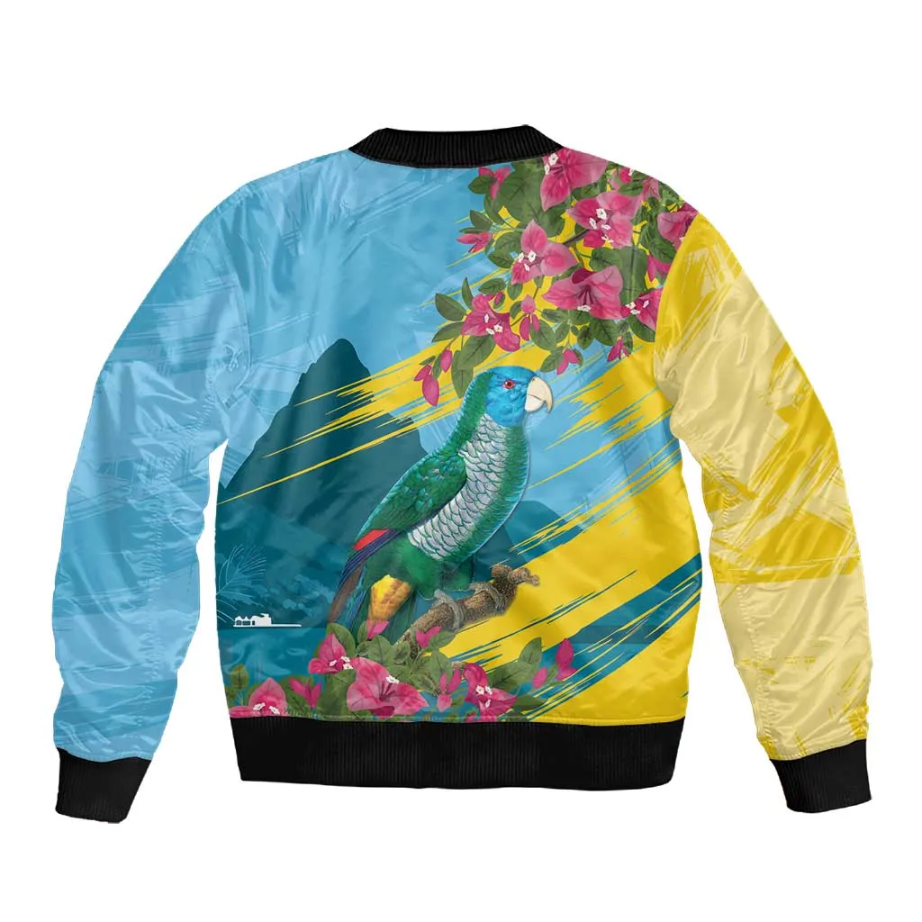 Saint Lucia Afro Sleeve Zip Bomber Jacket Tropical Vibes LT7