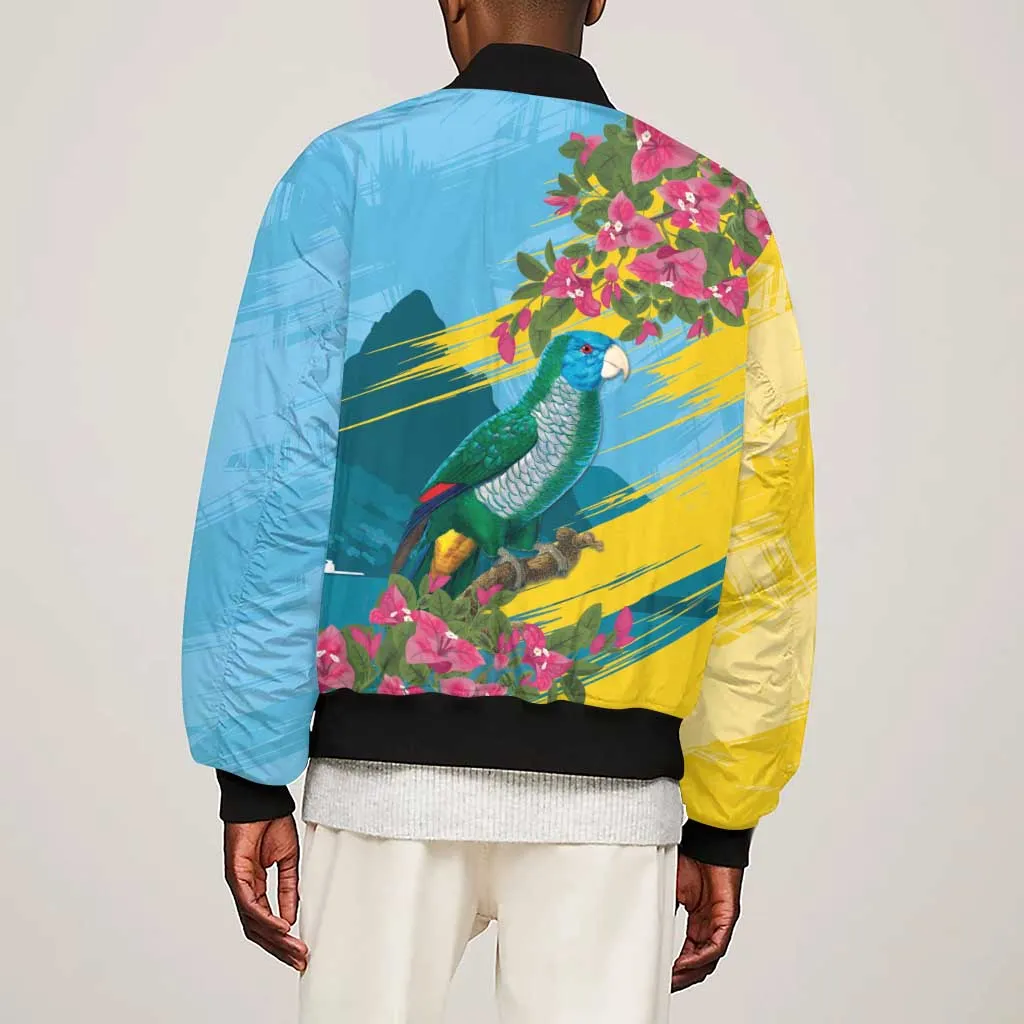 Saint Lucia Afro Sleeve Zip Bomber Jacket Tropical Vibes LT7