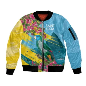 Saint Lucia Afro Sleeve Zip Bomber Jacket Tropical Vibes LT7