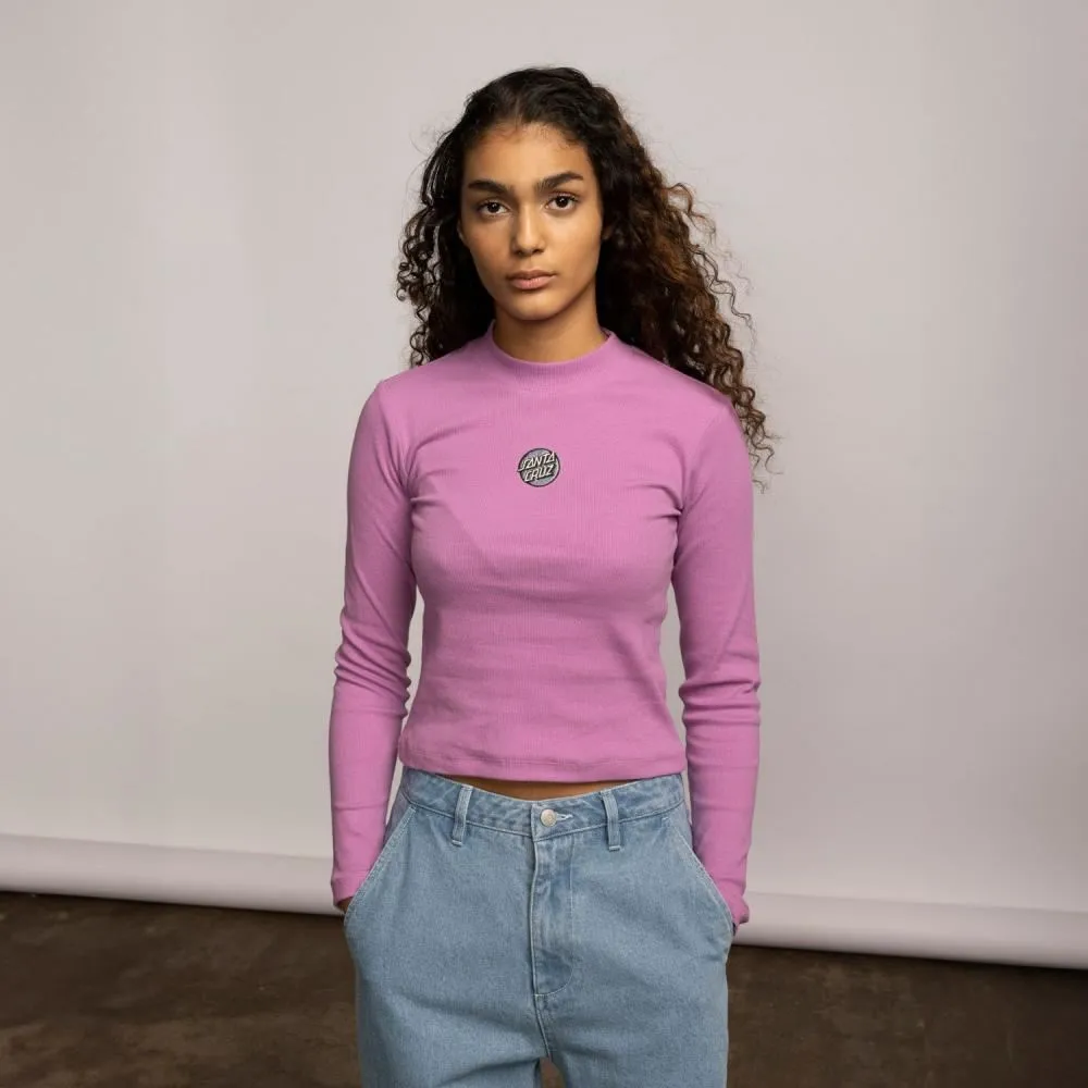 Santa Cruz Womens L/S T-Shirt Other Dot Em Mock Neck L/S Top - Mindful Mauve