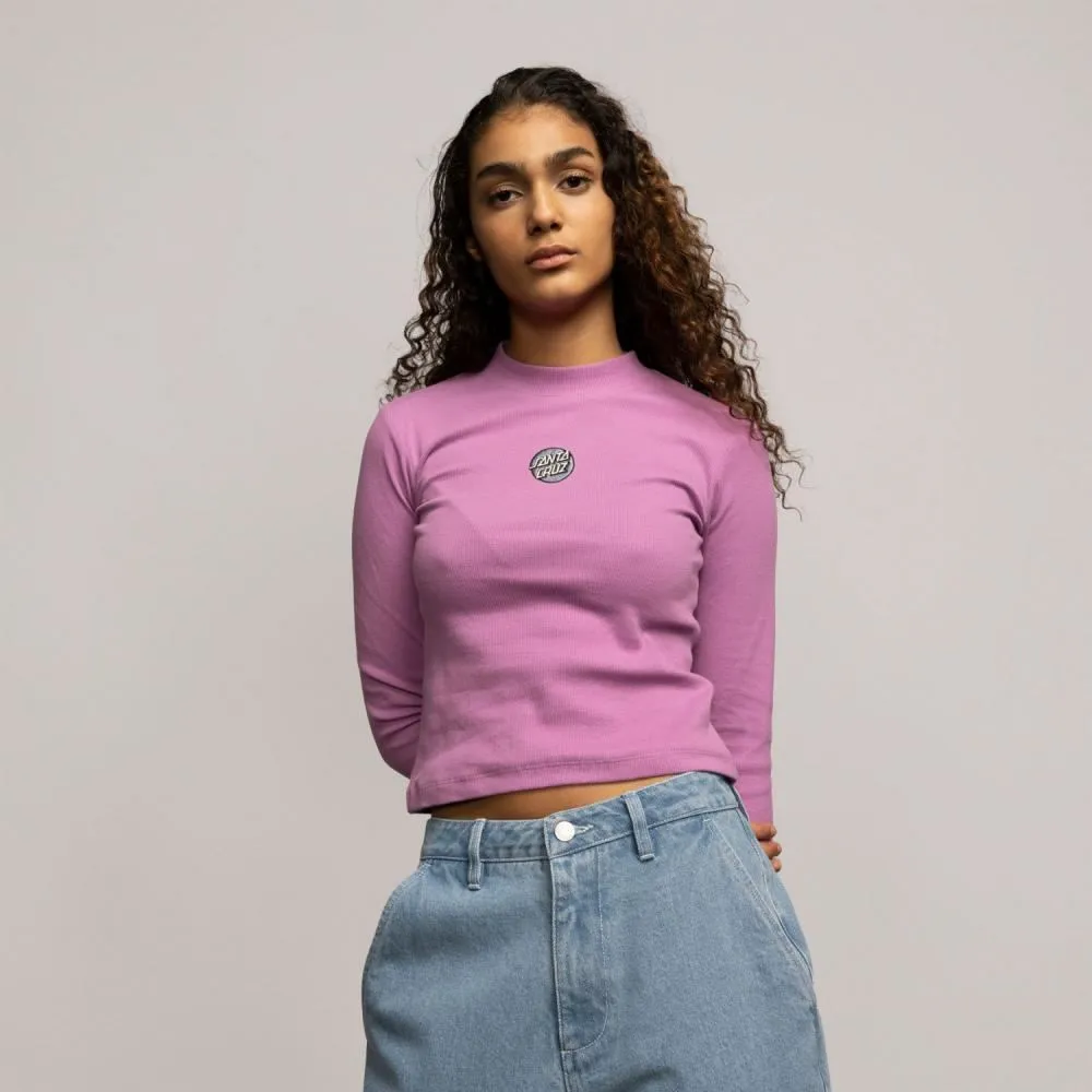 Santa Cruz Womens L/S T-Shirt Other Dot Em Mock Neck L/S Top - Mindful Mauve