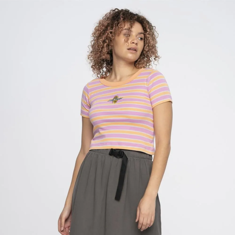 Santa Cruz Womens T-Shirt Peace Strip T-Shirt - Pink / Orange Stripe