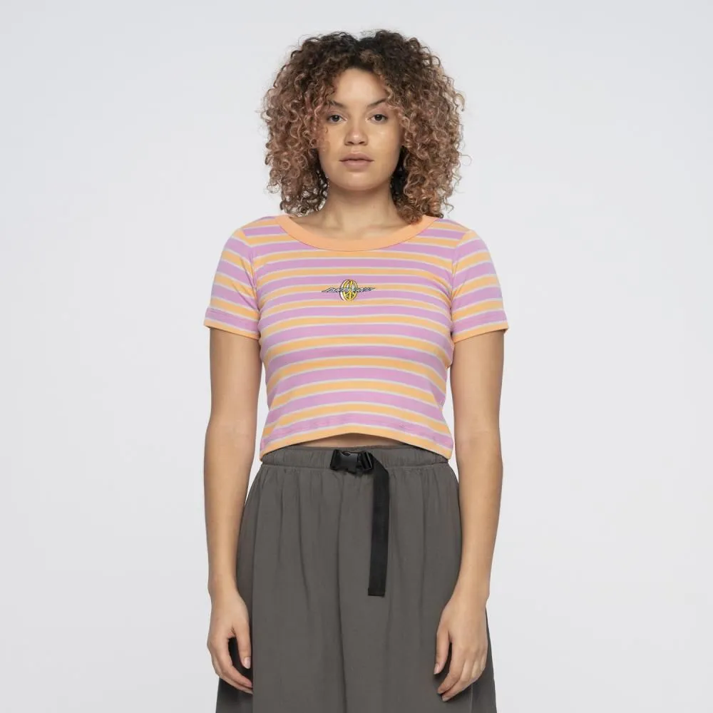 Santa Cruz Womens T-Shirt Peace Strip T-Shirt - Pink / Orange Stripe