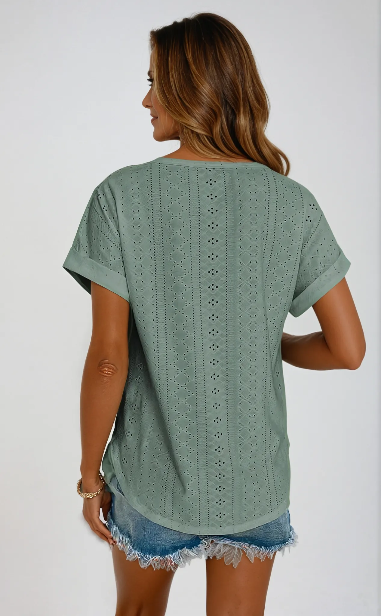 Sarah™ | Chic Eyelet Blouse