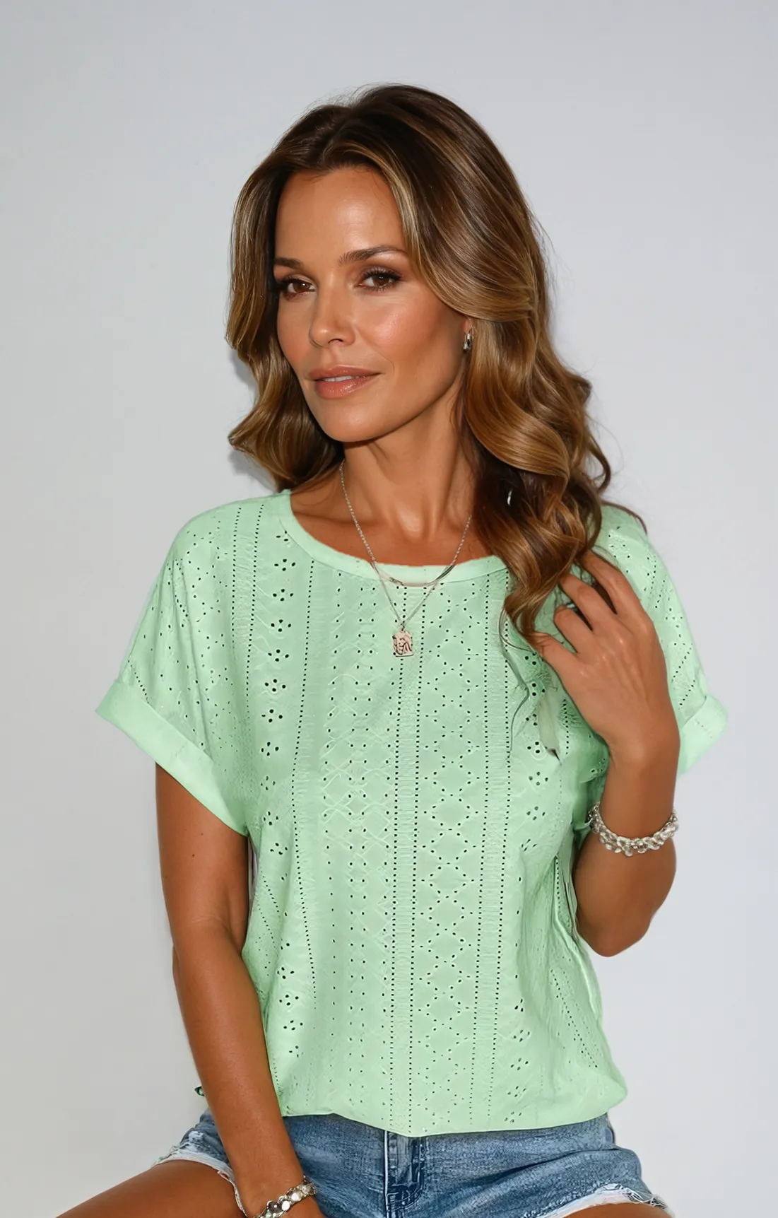 Sarah™ | Chic Eyelet Blouse