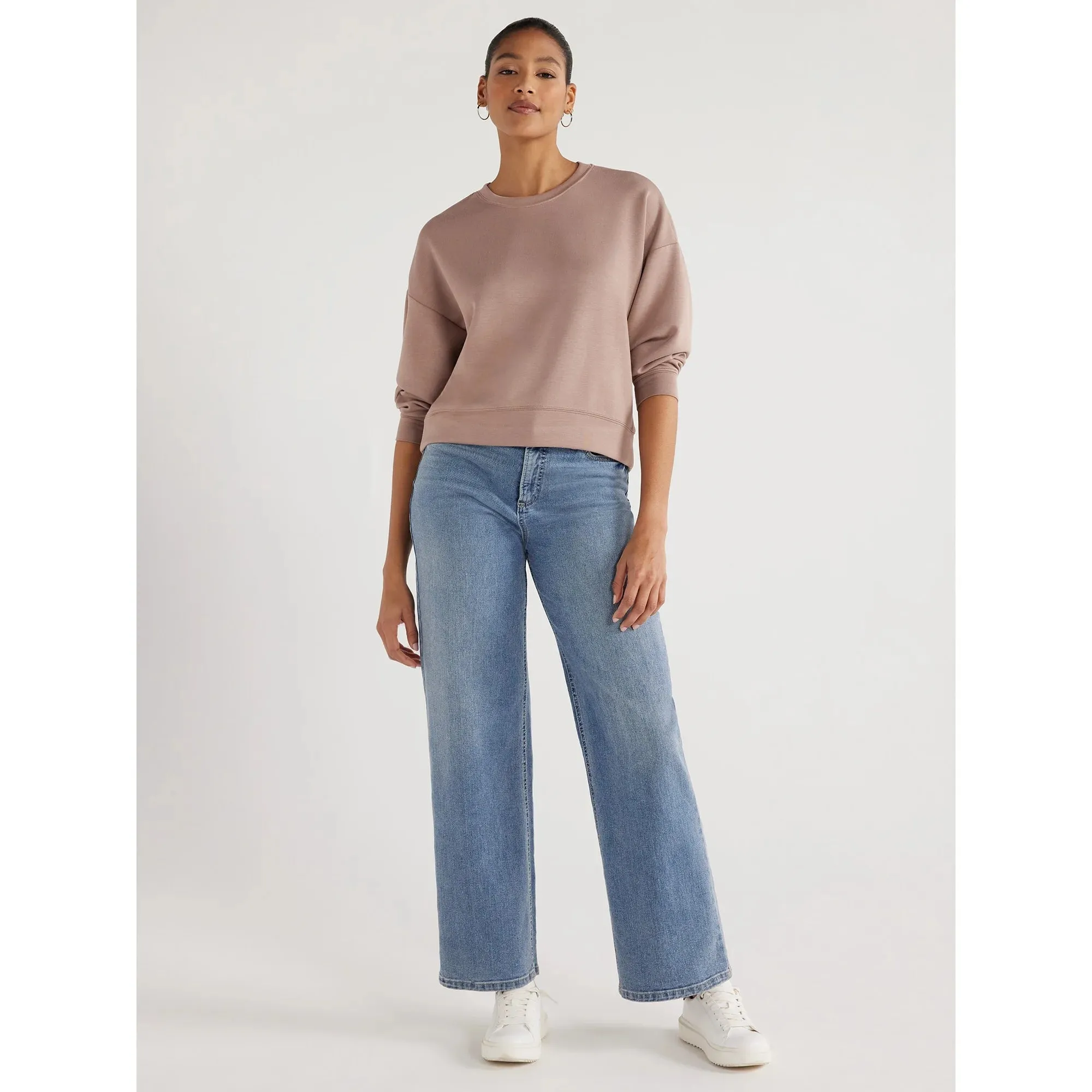 Scoop Women's Ultimate ScubaKnit Cropped Sweatshirt with Drop Sleeves