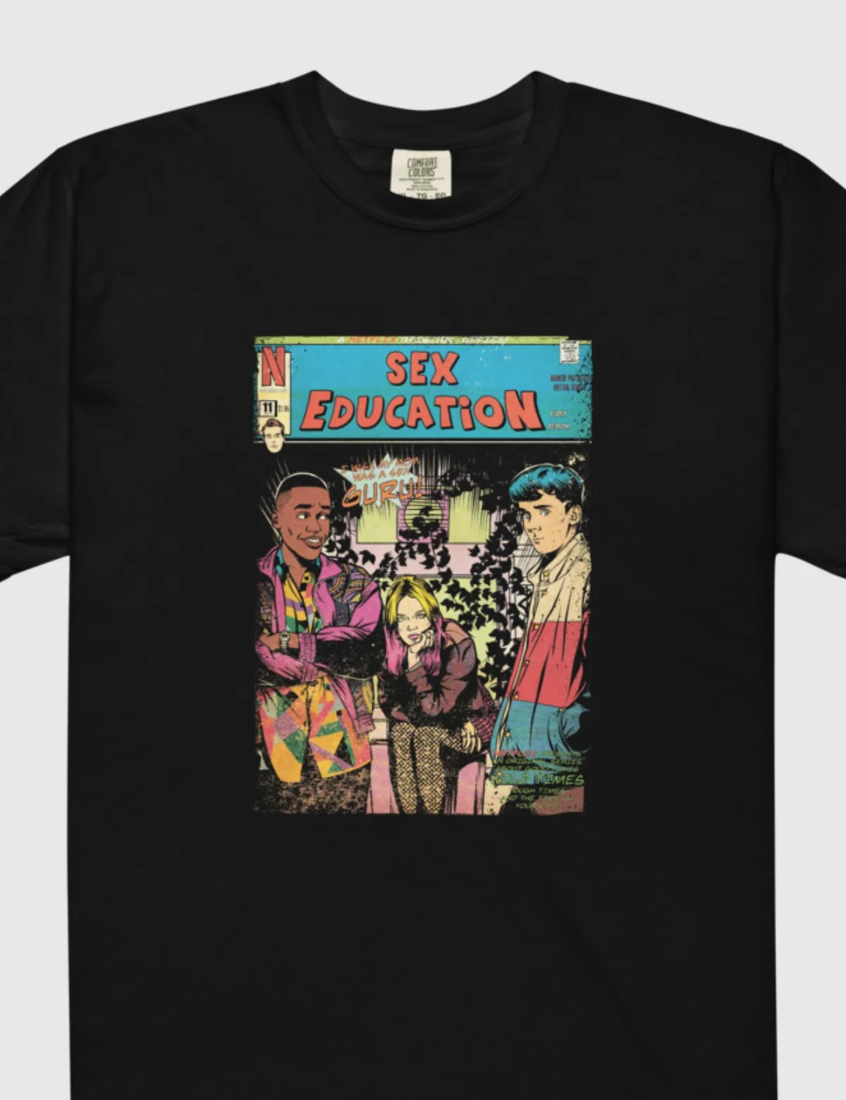 Sex Education Blue Comic Unisex Heavyweight T-Shirt [Black]
