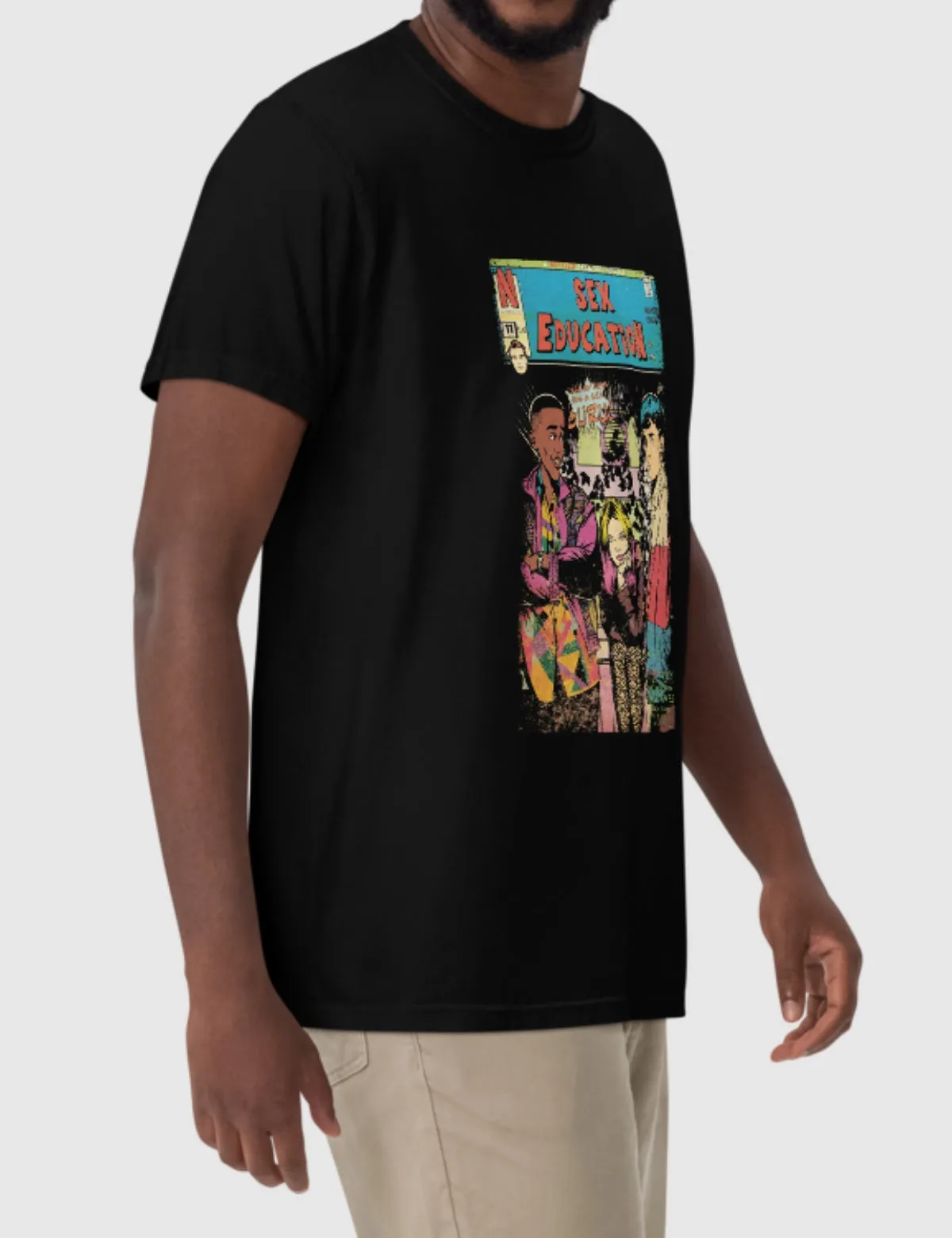 Sex Education Blue Comic Unisex Heavyweight T-Shirt [Black]