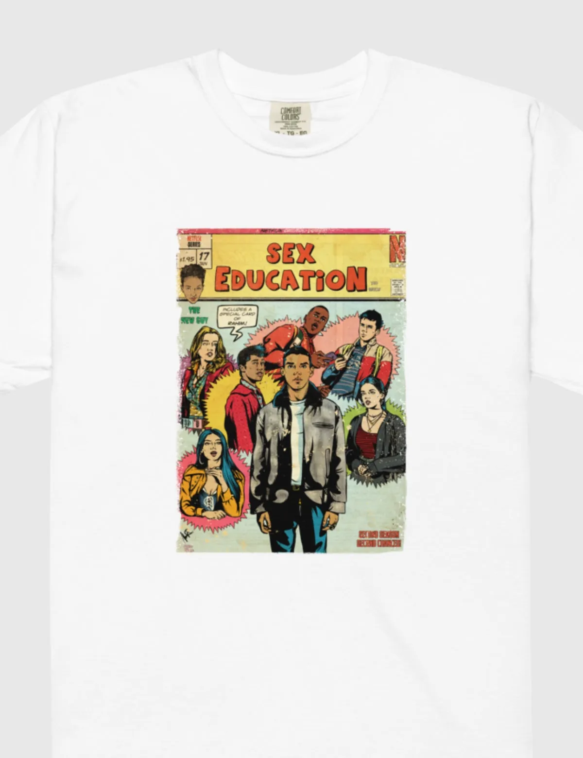 Sex Education Yellow Comic Unisex Heavyweight T-Shirt [White]