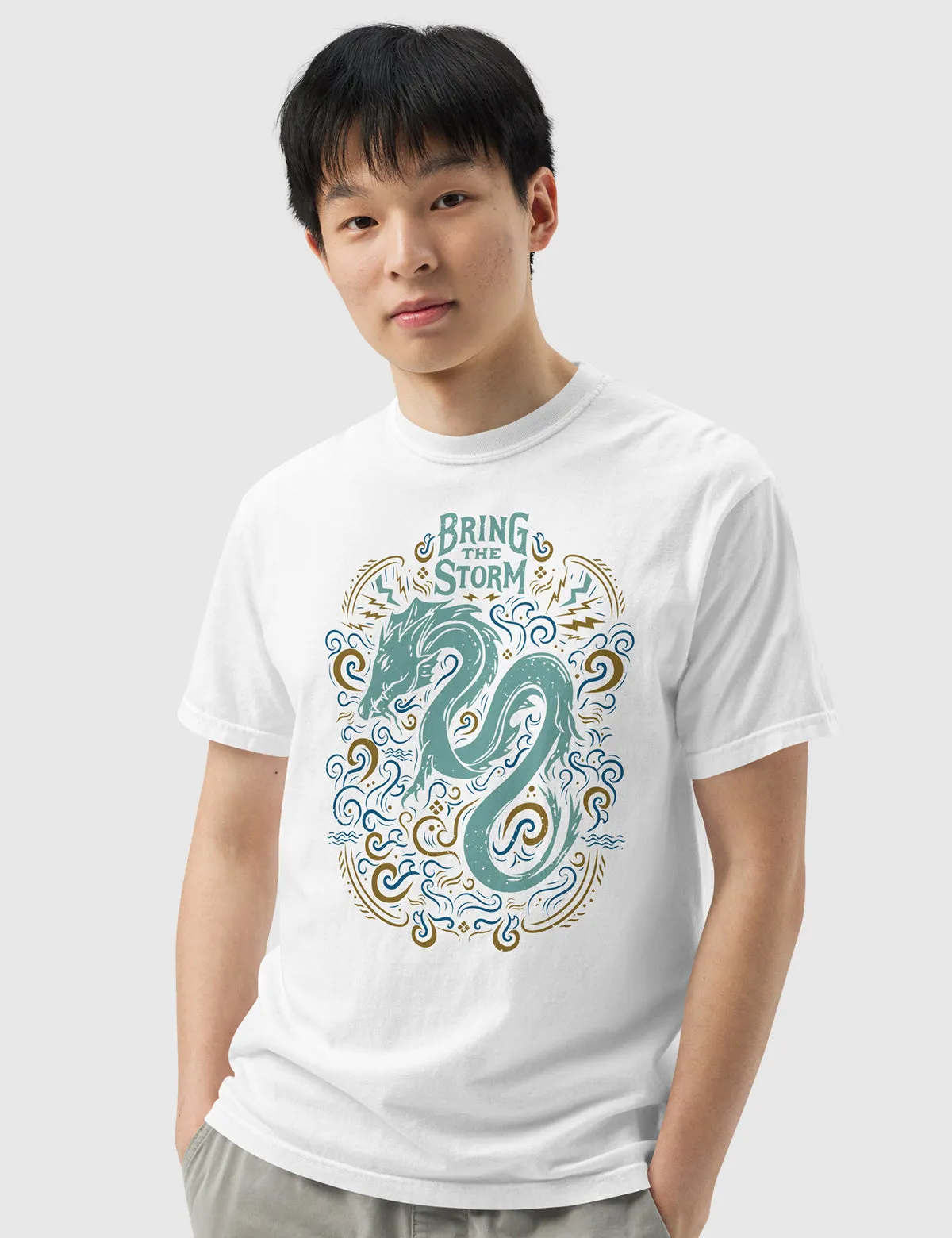 Shadow and Bone Bring the Storm Men's Garment-dyed Heavyweight T-shirt [White]