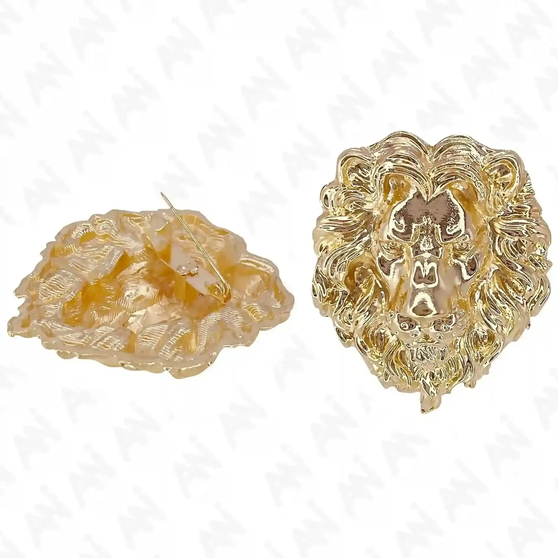 Shiny Gold Lion Metal Brooch for Blazer & Trendy Fashion