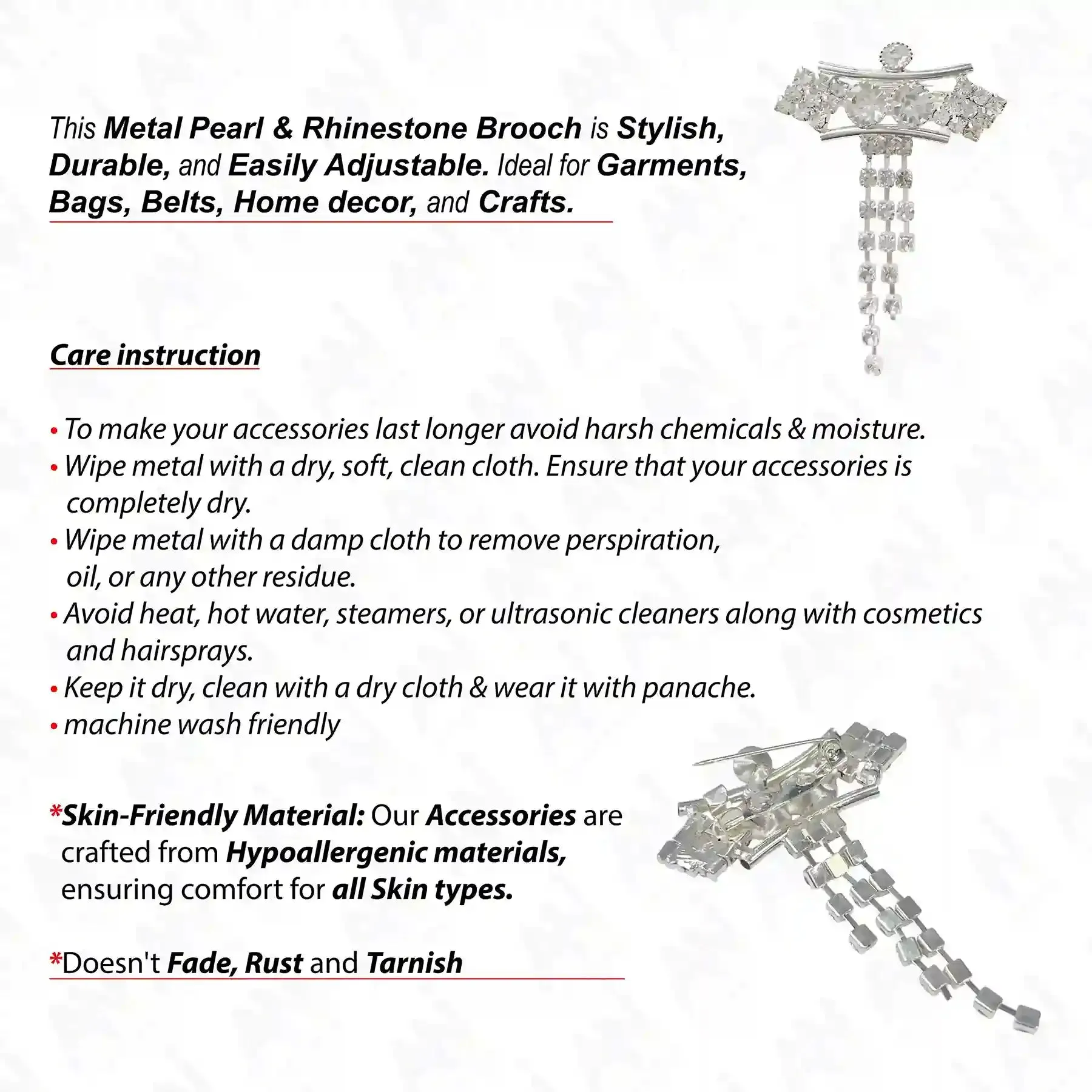 Shiny Silver Rhinestone & Crystal Brooch for Enhance Fashion