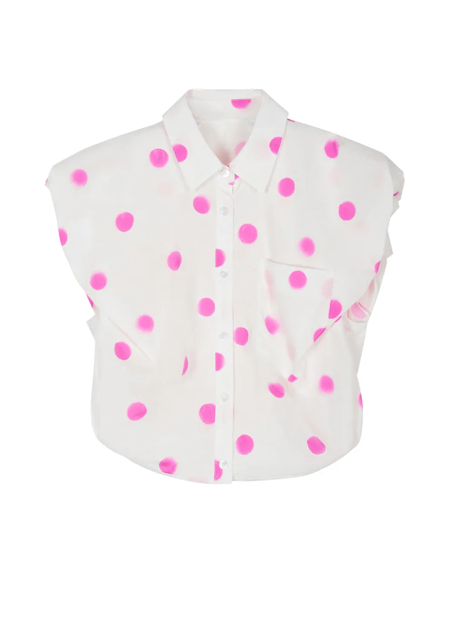 Shirt / JNBY Cropped Polka-dot Sleeveless Cotton Shirt(100% cotton)